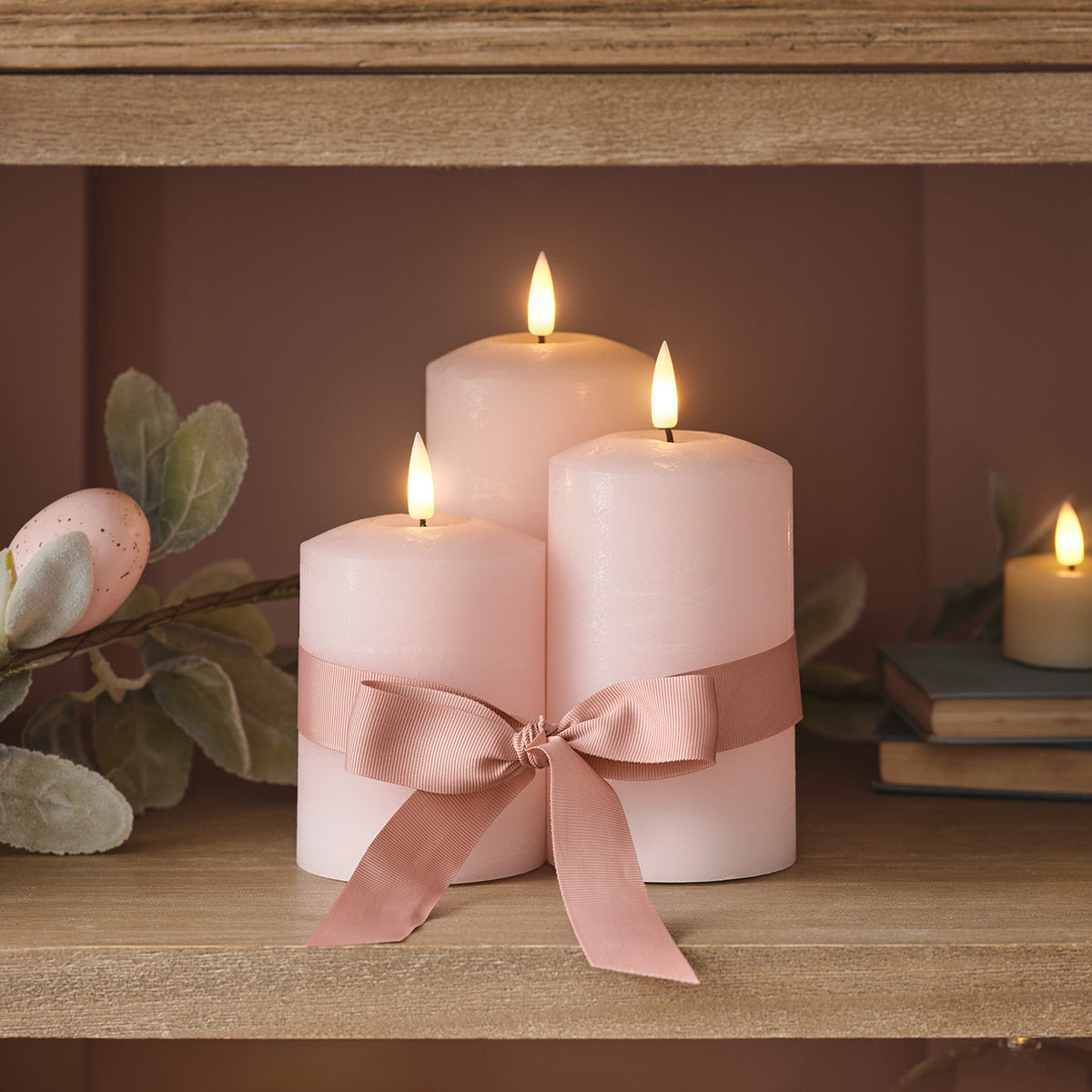 TruGlow® LED Kerzen Echtwachs Trio rosa mit Fernbedienung
