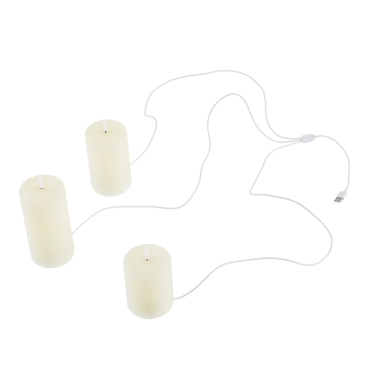 TruGlow® LED Kerzen Echtwachs Trio elfenbeinfarben wiederaufladbar
