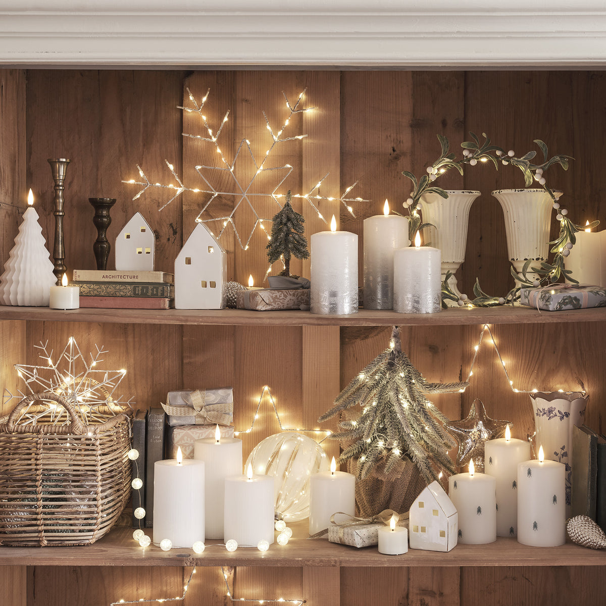 3er Set TruGlow® LED Kerzen Echtwachs mit Weihnachtsbäumen