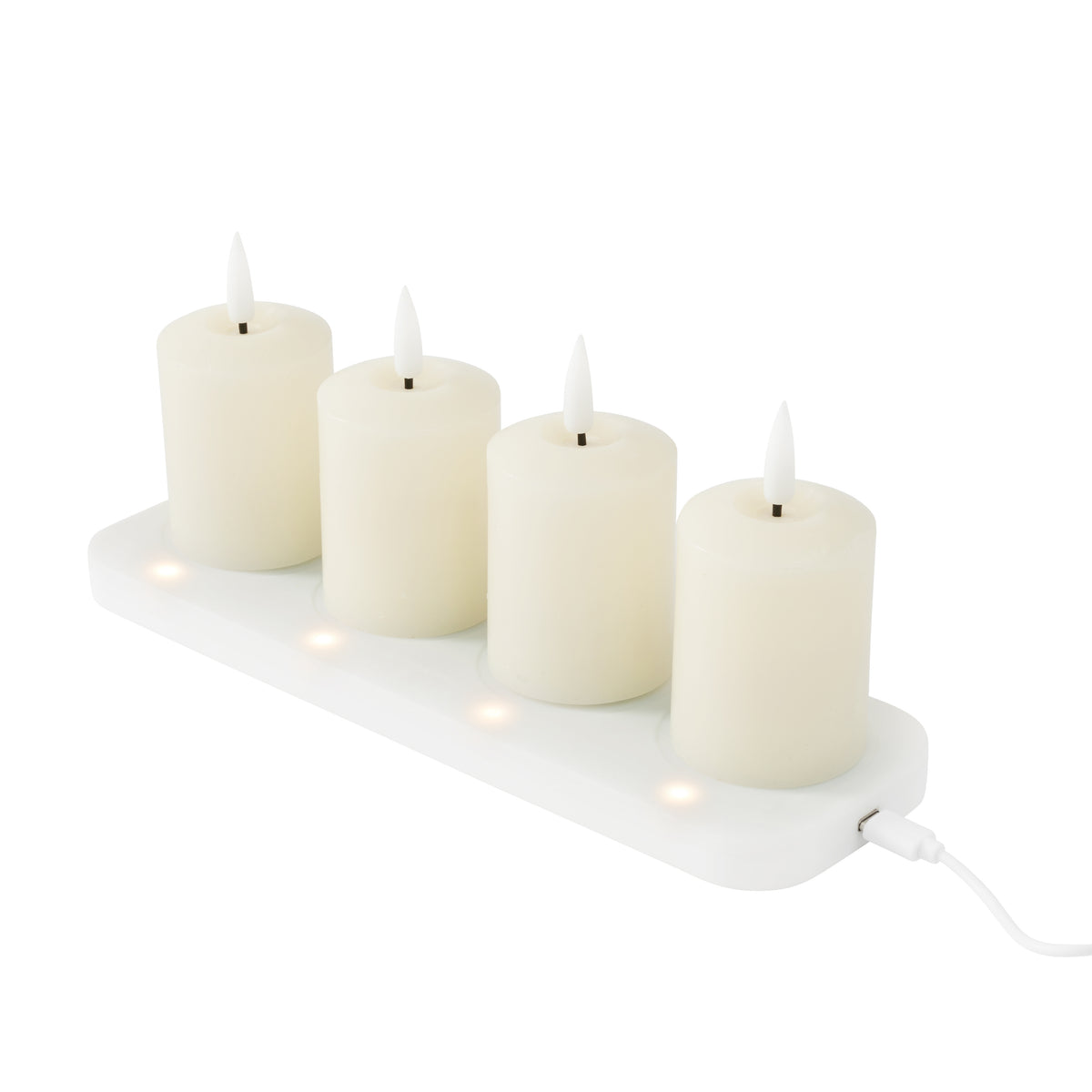 4er Set TruGlow® LED Votivkerzen Echtwachs elfenbeinfarben wiederaufladbar mit Fernbedienung