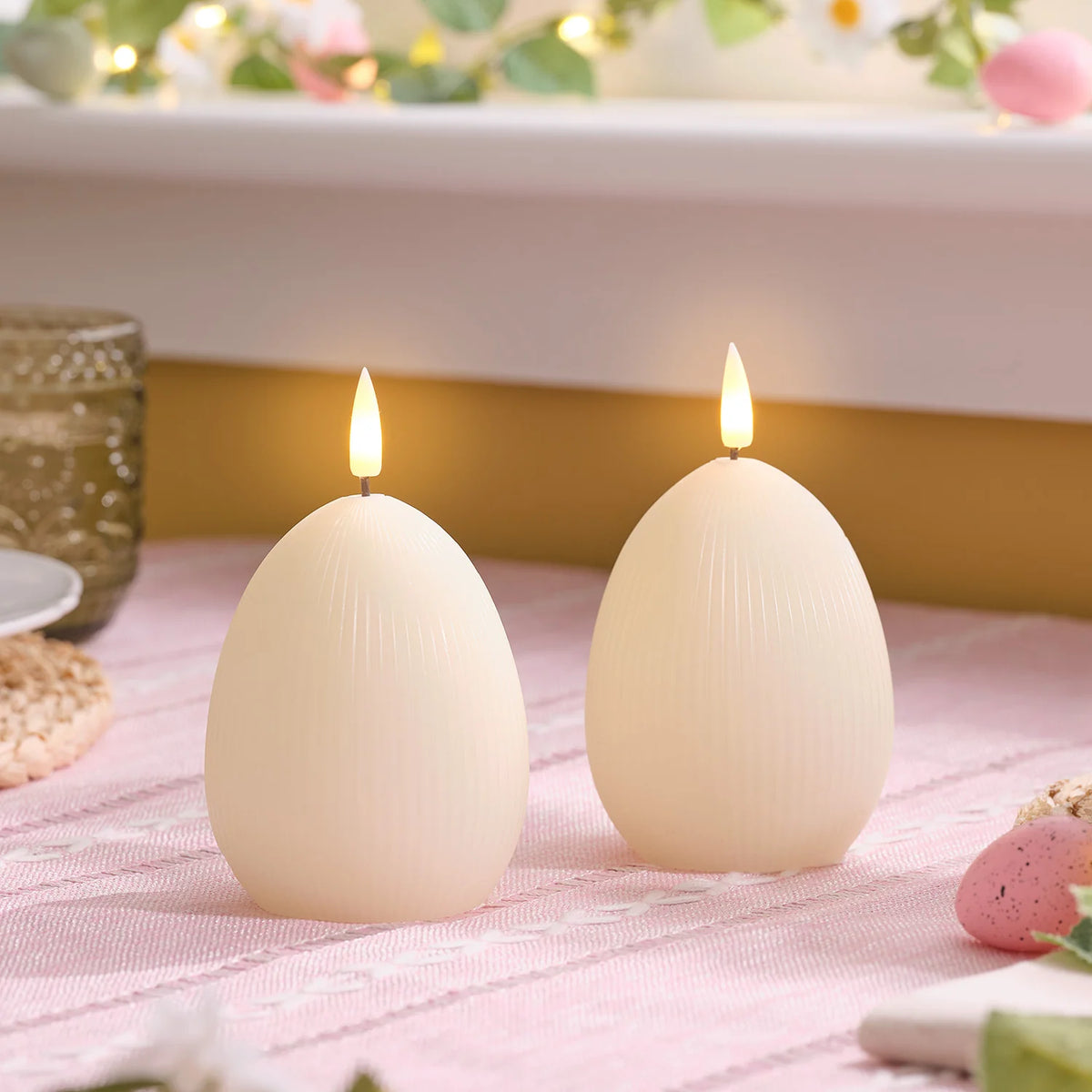 LED-Eierkerzen 2er Set TruGlow® Elfenbein