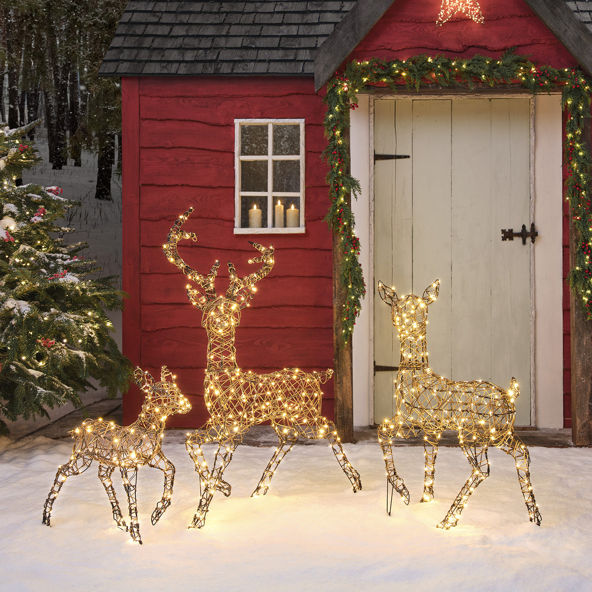 3er Set Solar-LED-Rentierfamilie L Studley