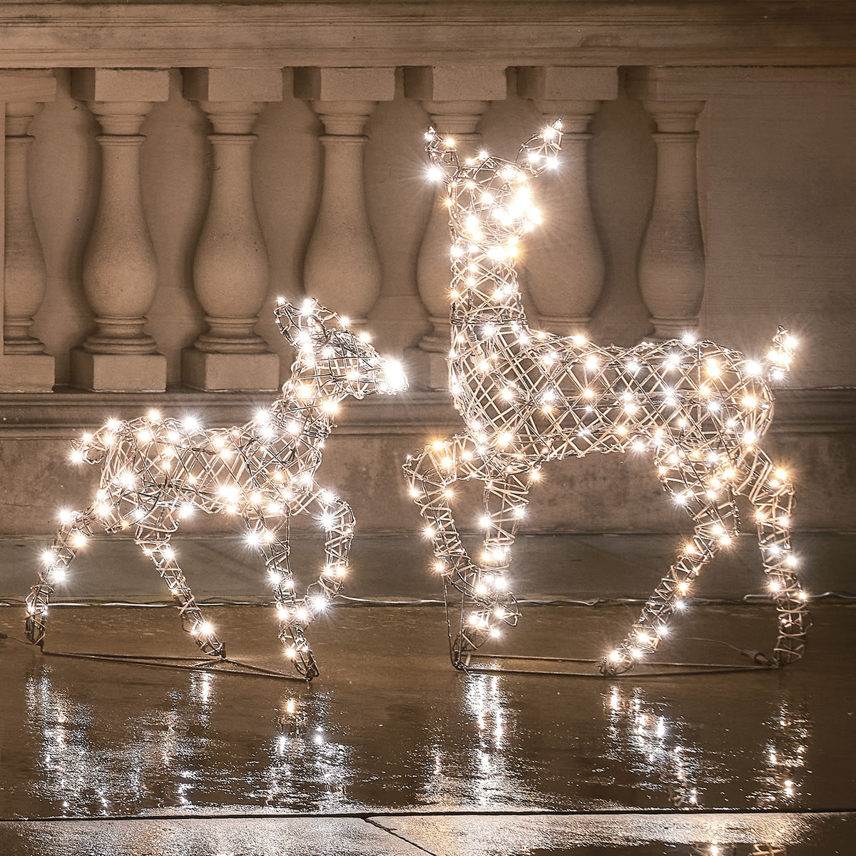 2er Set LED-Rentier Hirschkuh & Rehkitz L Studley