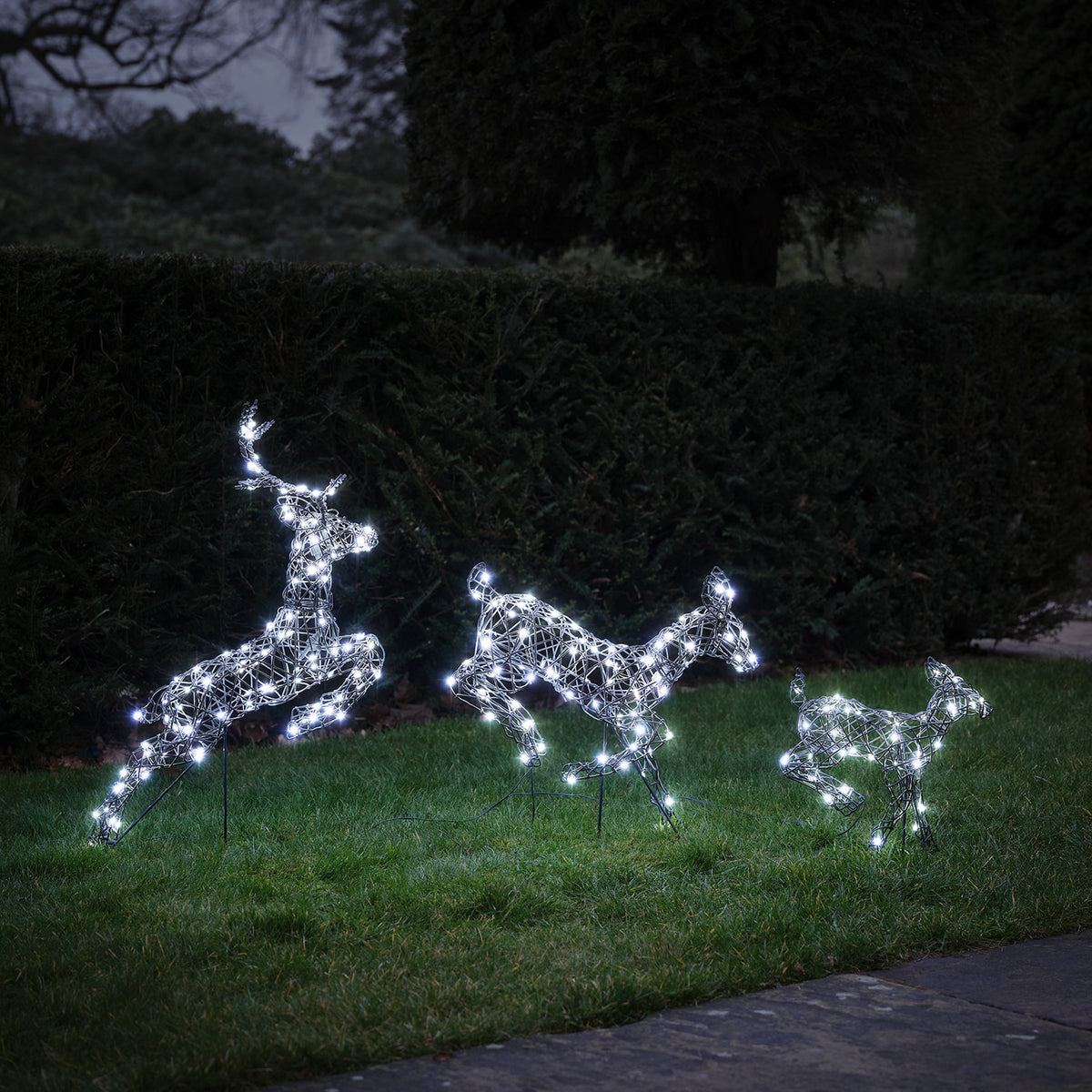 3er Set springende LED-Rentierfamilie M Harlow