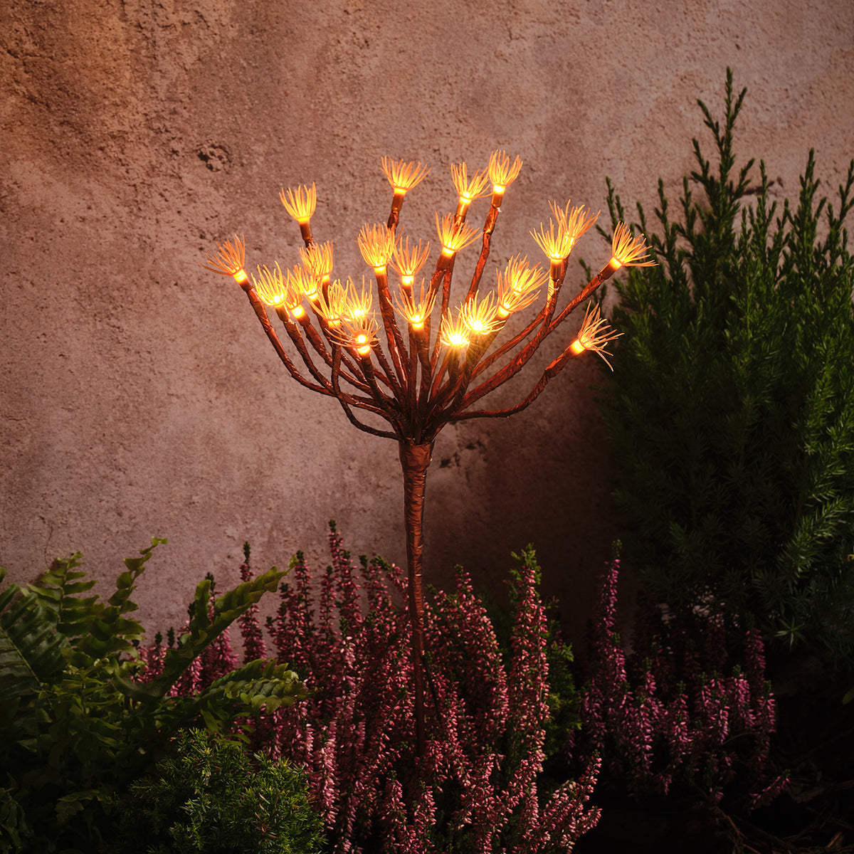 3er Set Solar-Gartenstecker warmweiße Pusteblume