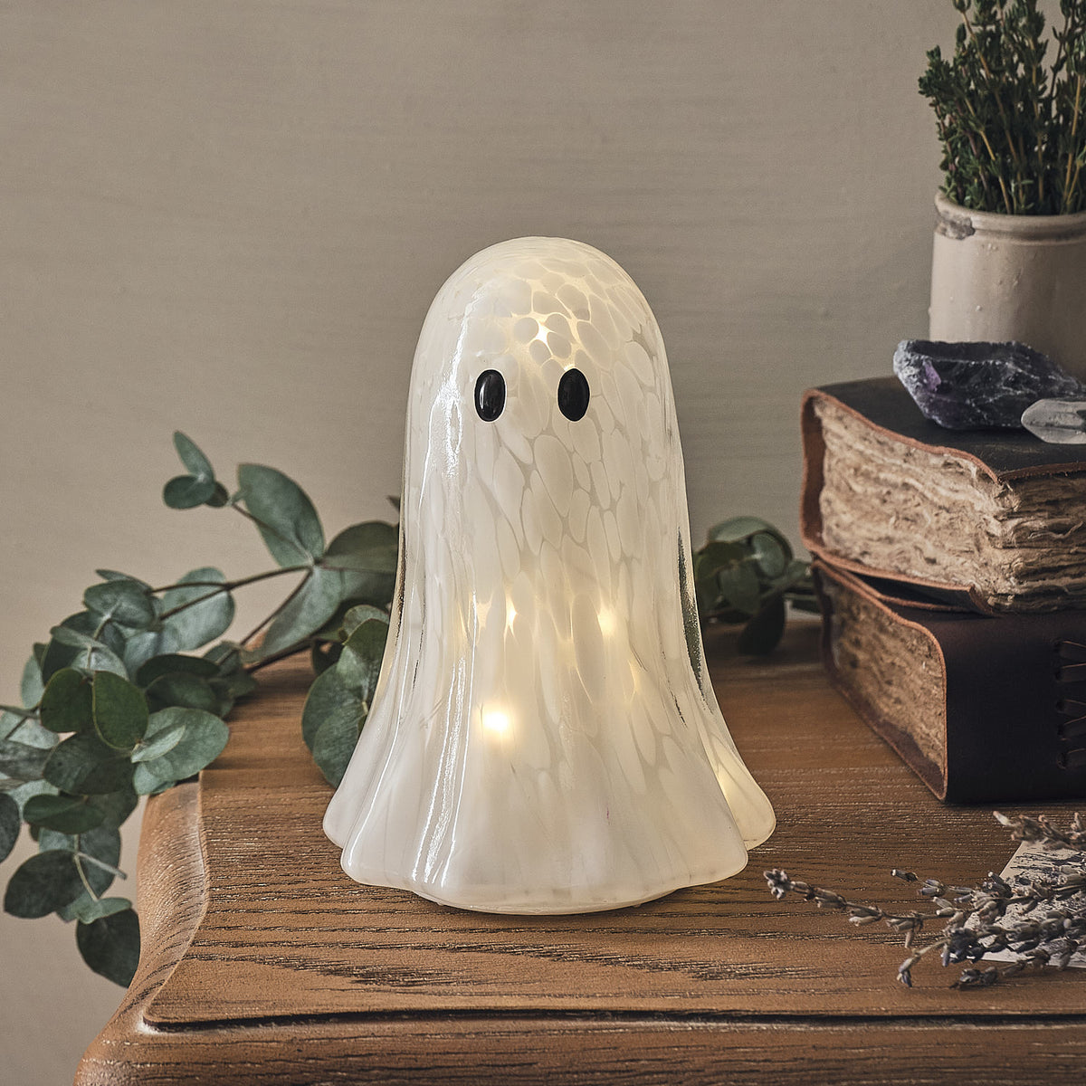 Gertie LED-Halloween-Geister aus Konfettiglas mit Timer