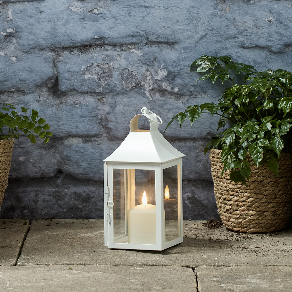 25cm Albury Gartenlaterne weiß mit TruGlow® Outdoor Kerze