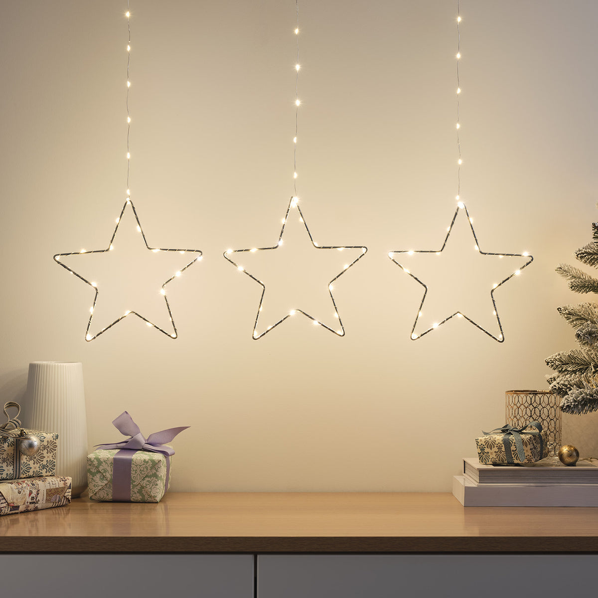 3er Set LED-Sterne außen