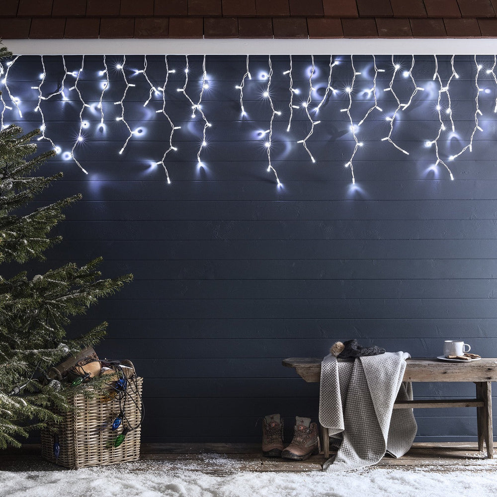 Pro Connect 20m 1000er LED Eiszapfen Lichterkette weiß koppelbar weißes Kabel IP67