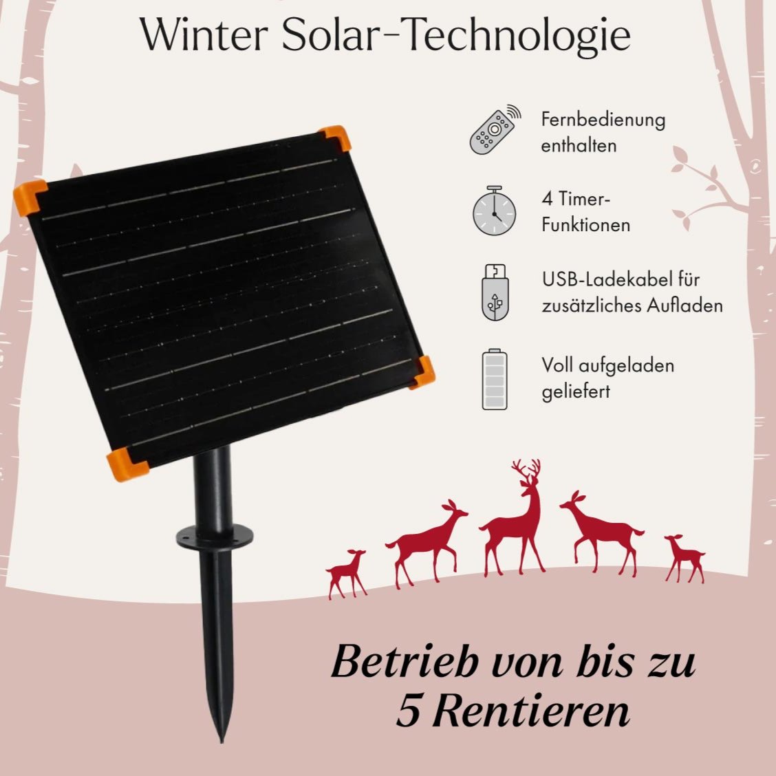 2er Set Solar-LED-Rentiere Hirschkuh & Rehkitz M Swinsty