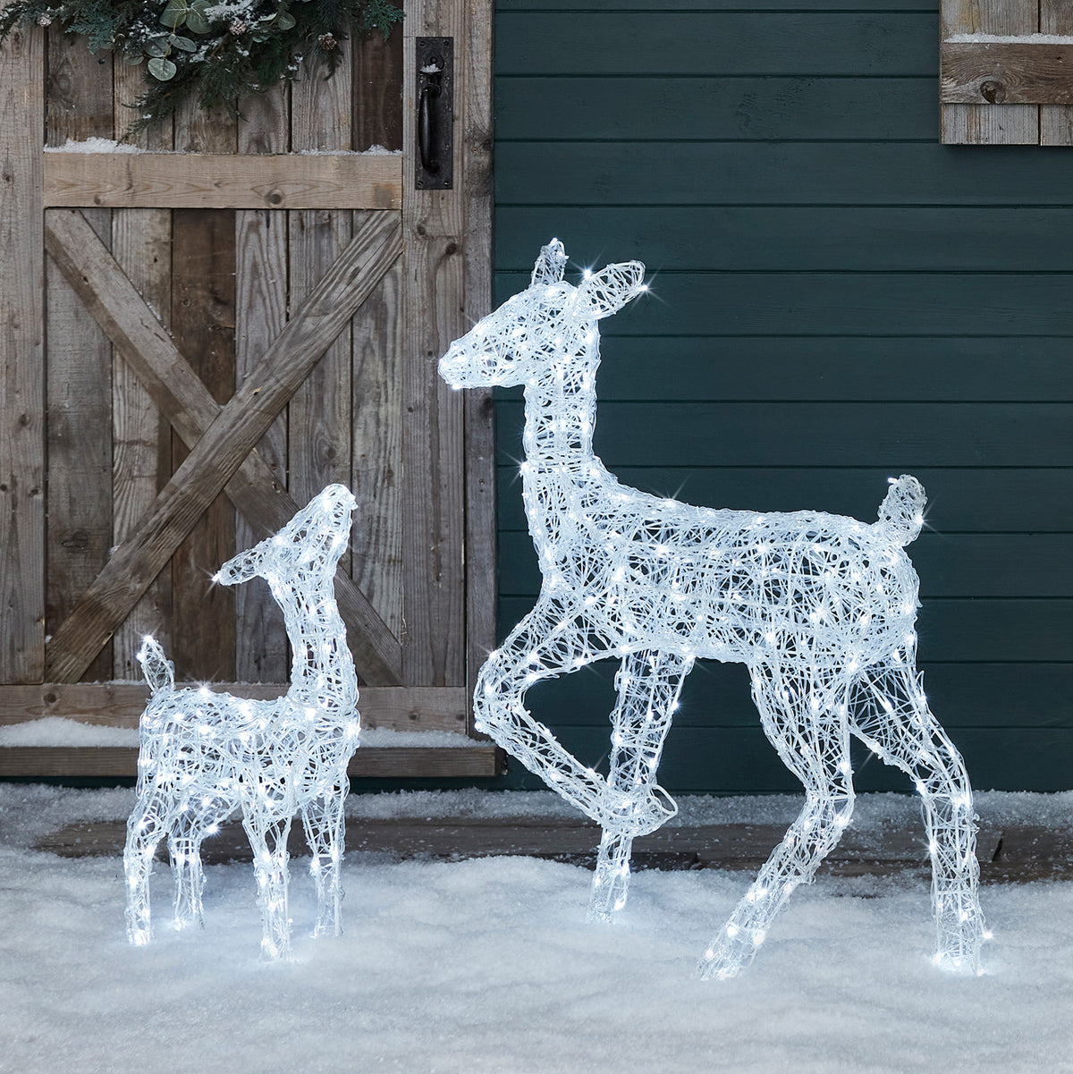 2er Set Solar-LED-Rentiere Hirschkuh & Rehkitz M Swinsty