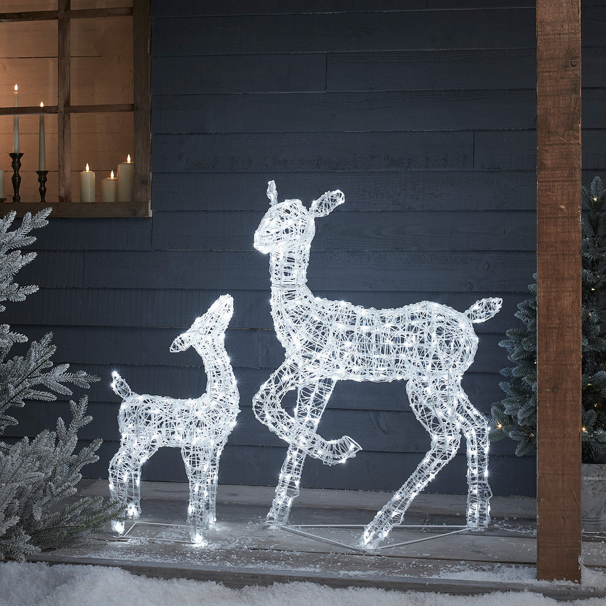 2er Set Solar-LED-Rentiere Hirschkuh & Rehkitz M Swinsty