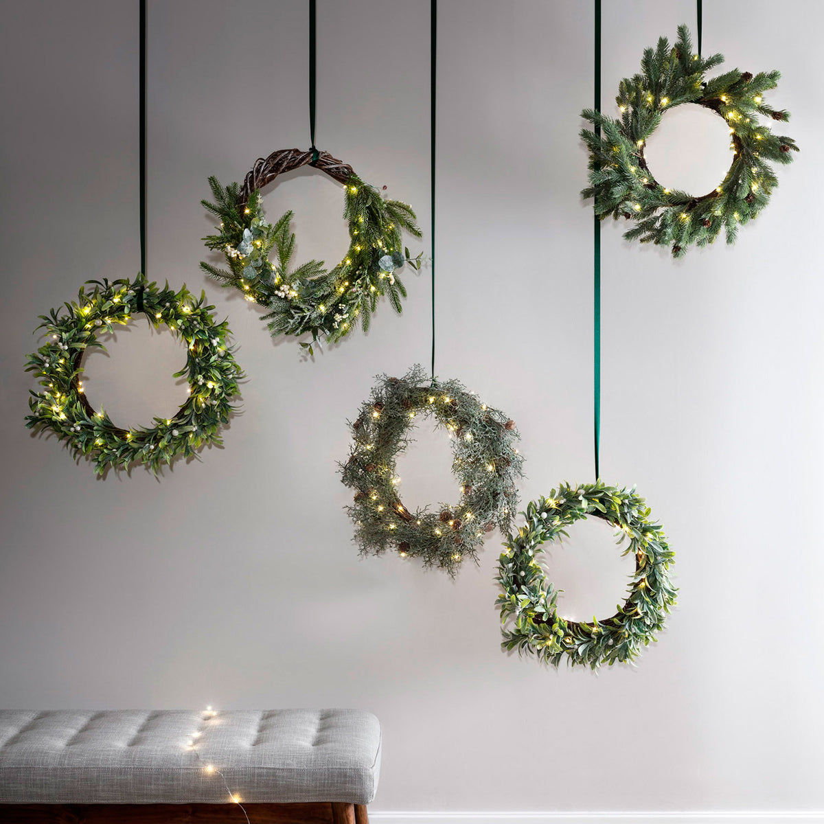 50er LED Micro Lichterkette warmweiß grüner Draht