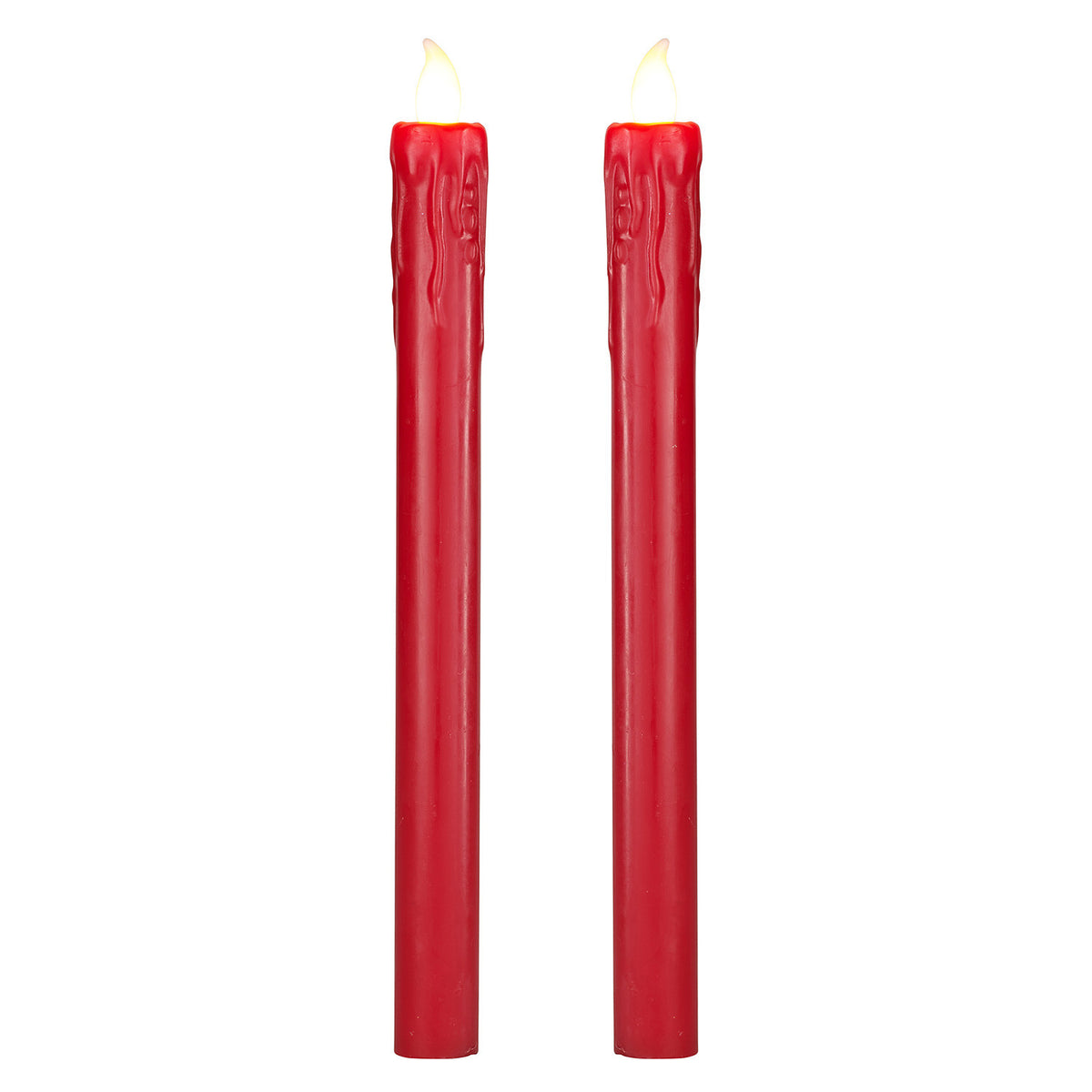 2er Set LED Tafelkerzen Echtwachs Rot