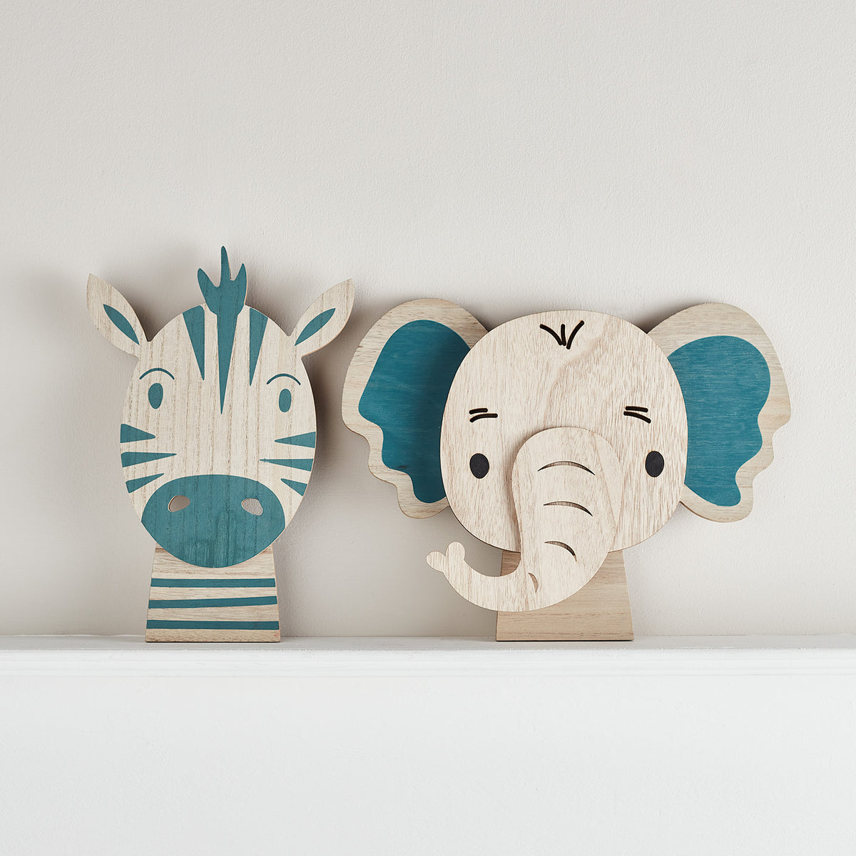 2er Set Zebra & Elefant Wandlampen Kinderzimmer
