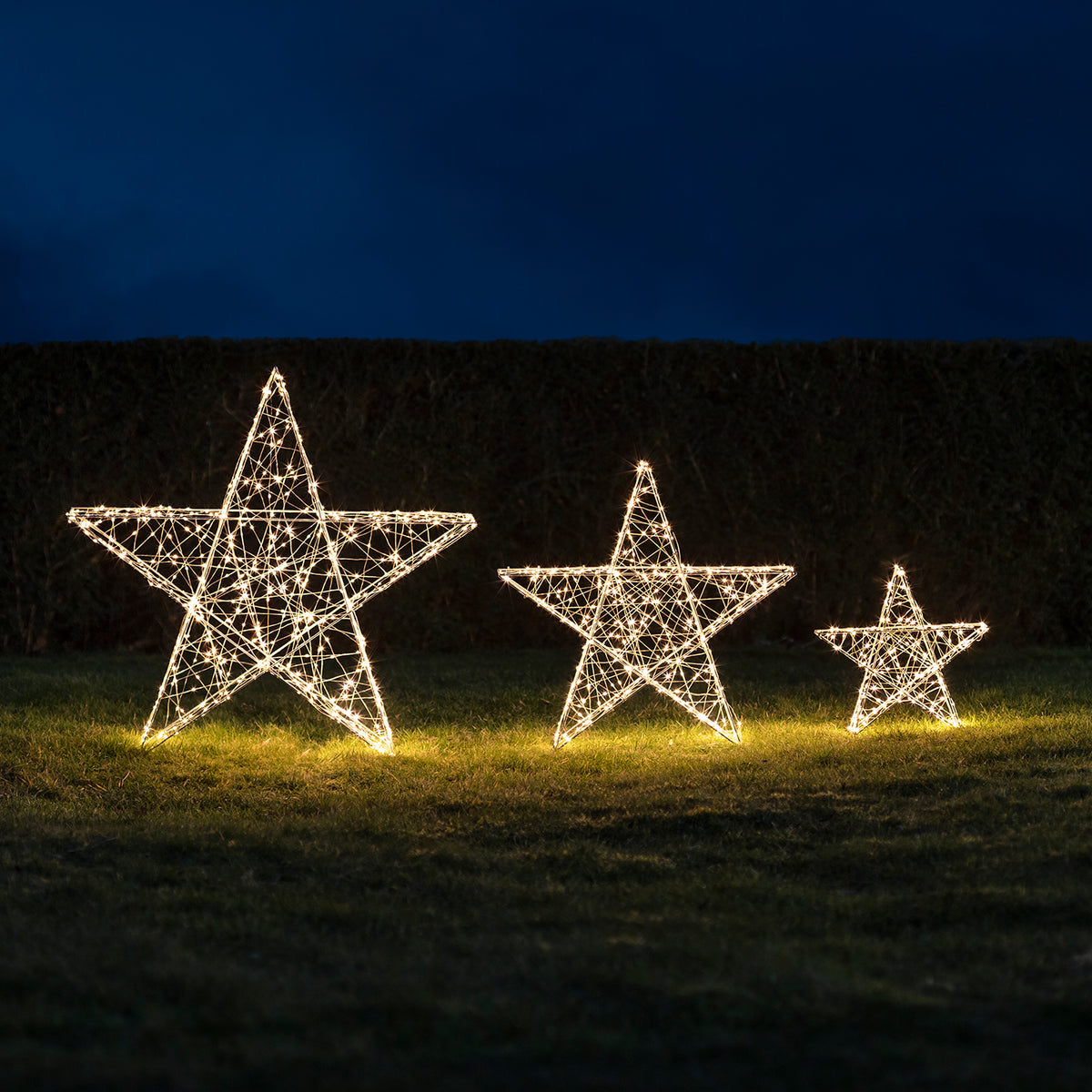 3er Set LED Sterne Weihnachtsdeko außen