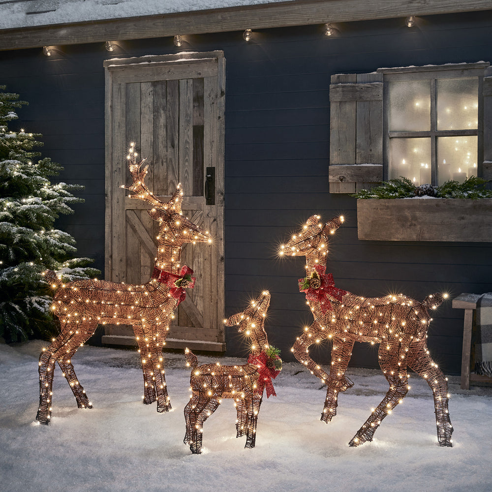 3er Set braune LED-Rentierfamilie Harewood