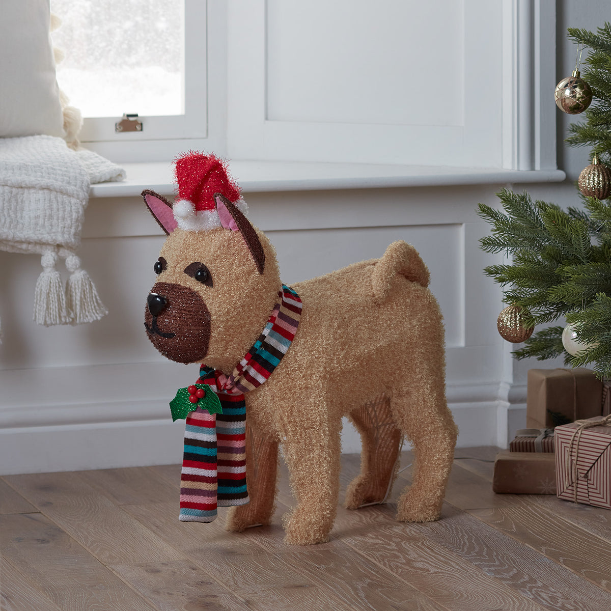 LED Weihnachtsfigur außen Bulldogge