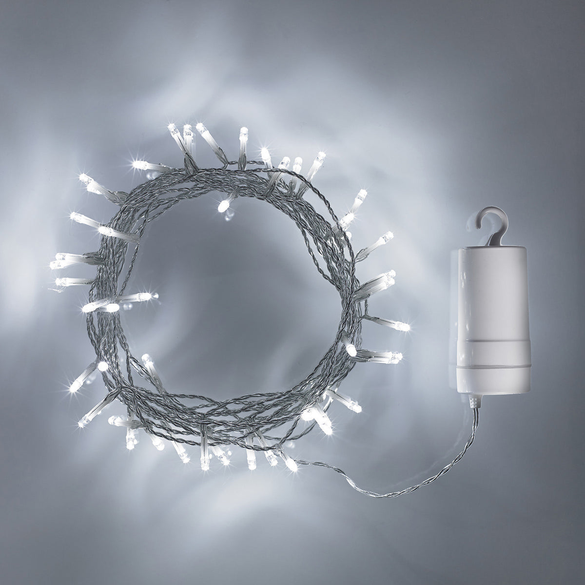 100er LED Batterie Lichterkette Außen weiß transparentes Kabel