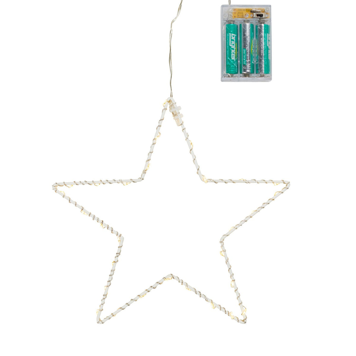 Osby LED-Stern vor weißem Hintergrund mit Batteriefach,