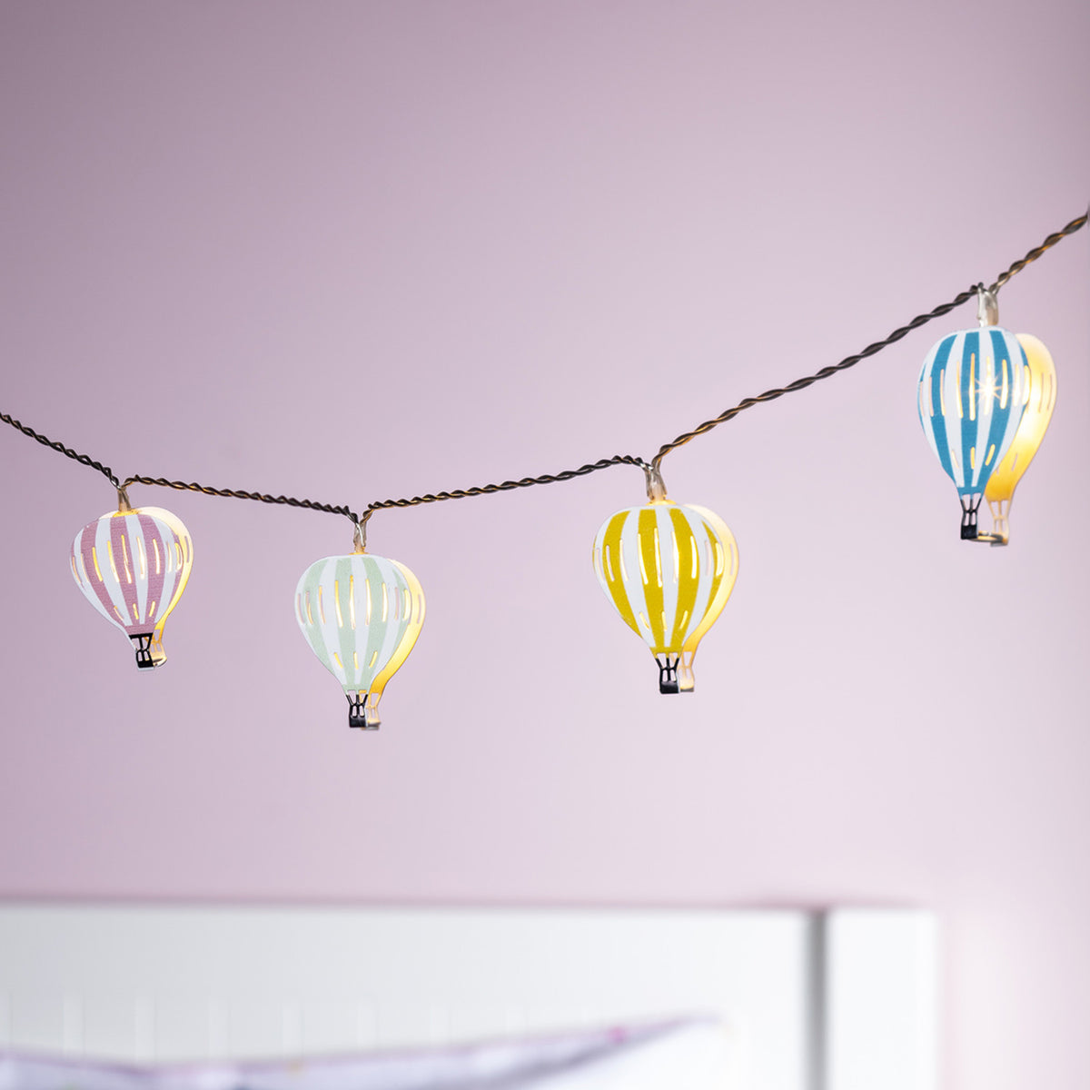 12er Heißluftballons Lichterkette Kinderzimmer