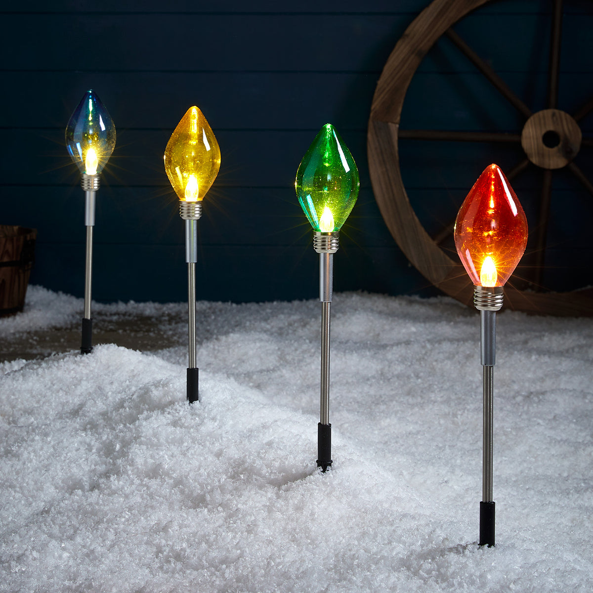 4er Set LED Stableuchten mehrfarbig Weihnachtsdeko außen