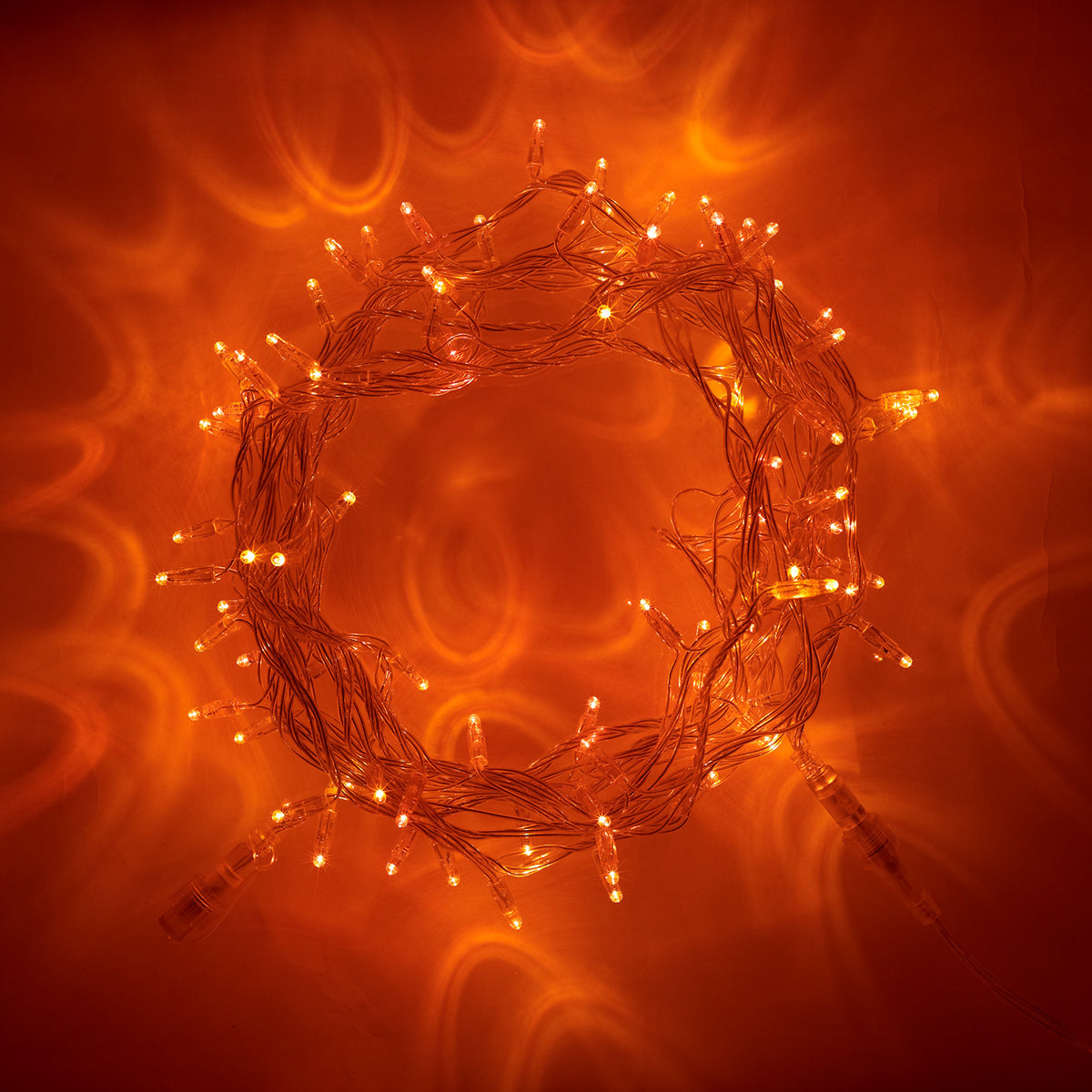 100er LED Lichterkette Orange Transparentes Kabel Koppelbar 10m