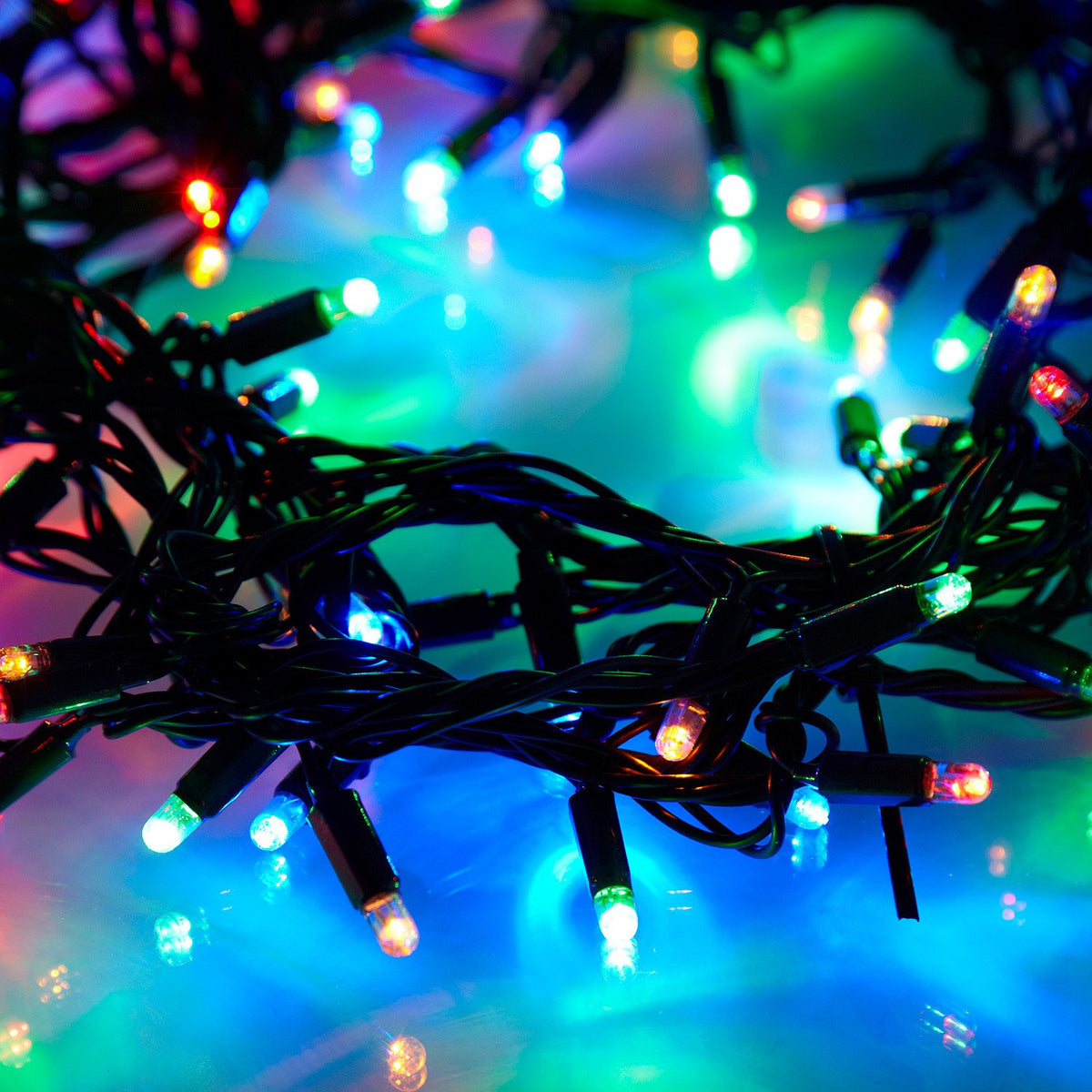 Core Connect 50m 500er LED Lichterkette bunt koppelbar grünes Kabel