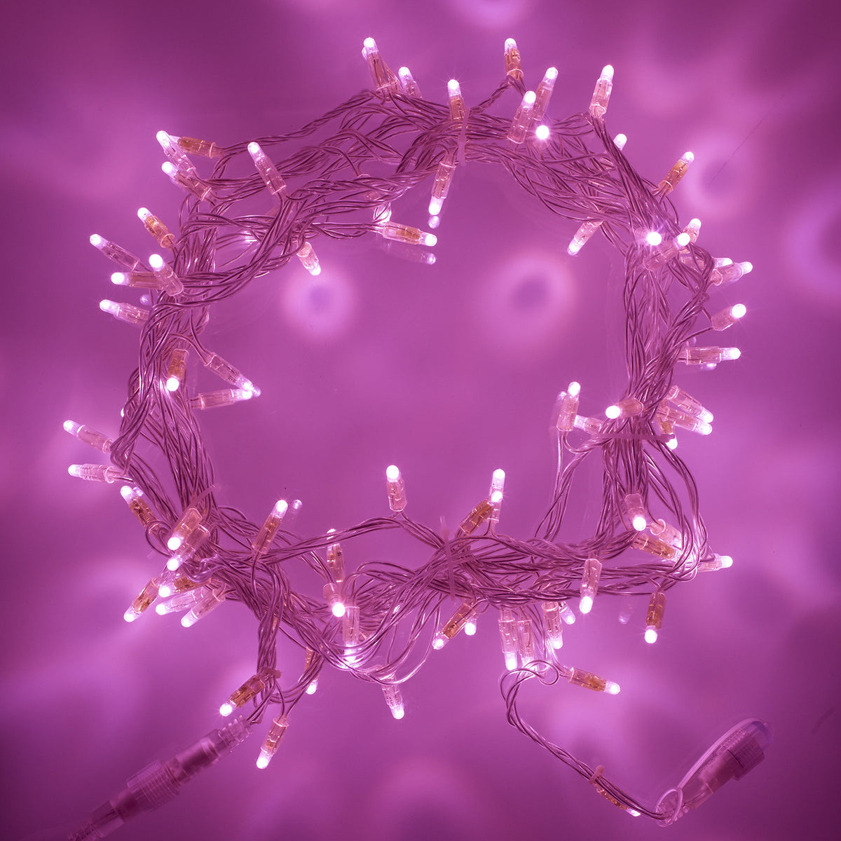 100er LED Lichterkette pink transparentes Kabel koppelbar 10m