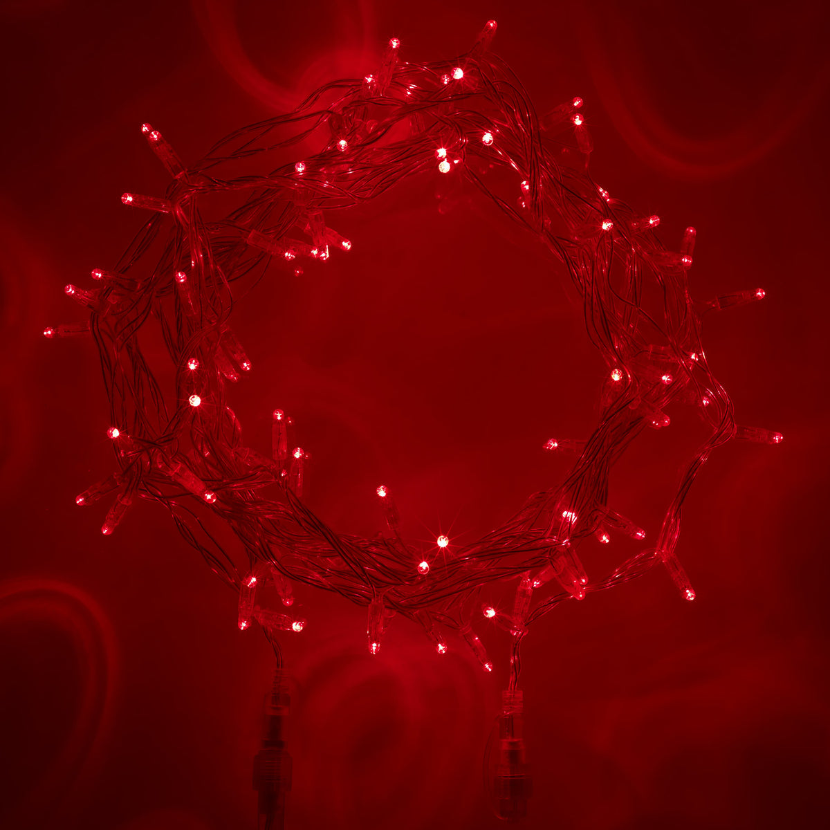 100er LED Lichterkette rot transparentes Kabel koppelbar 10m