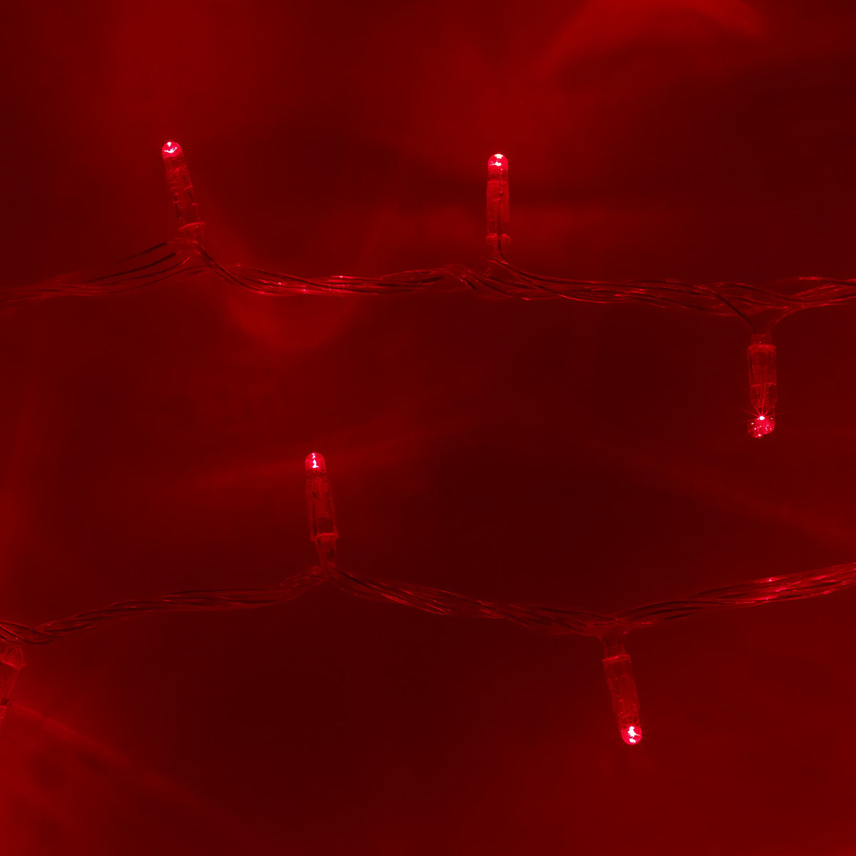 100er LED Lichterkette rot transparentes Kabel koppelbar 10m