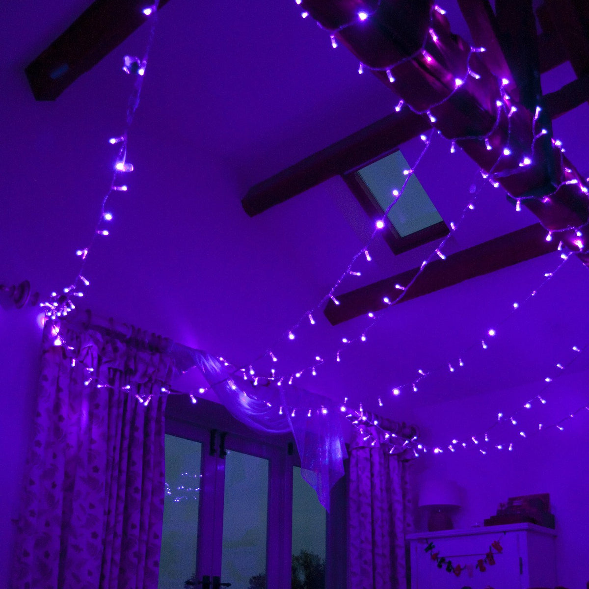 Core Connect 60m 600er LED Lichterkette lila koppelbar transparentes Kabel
