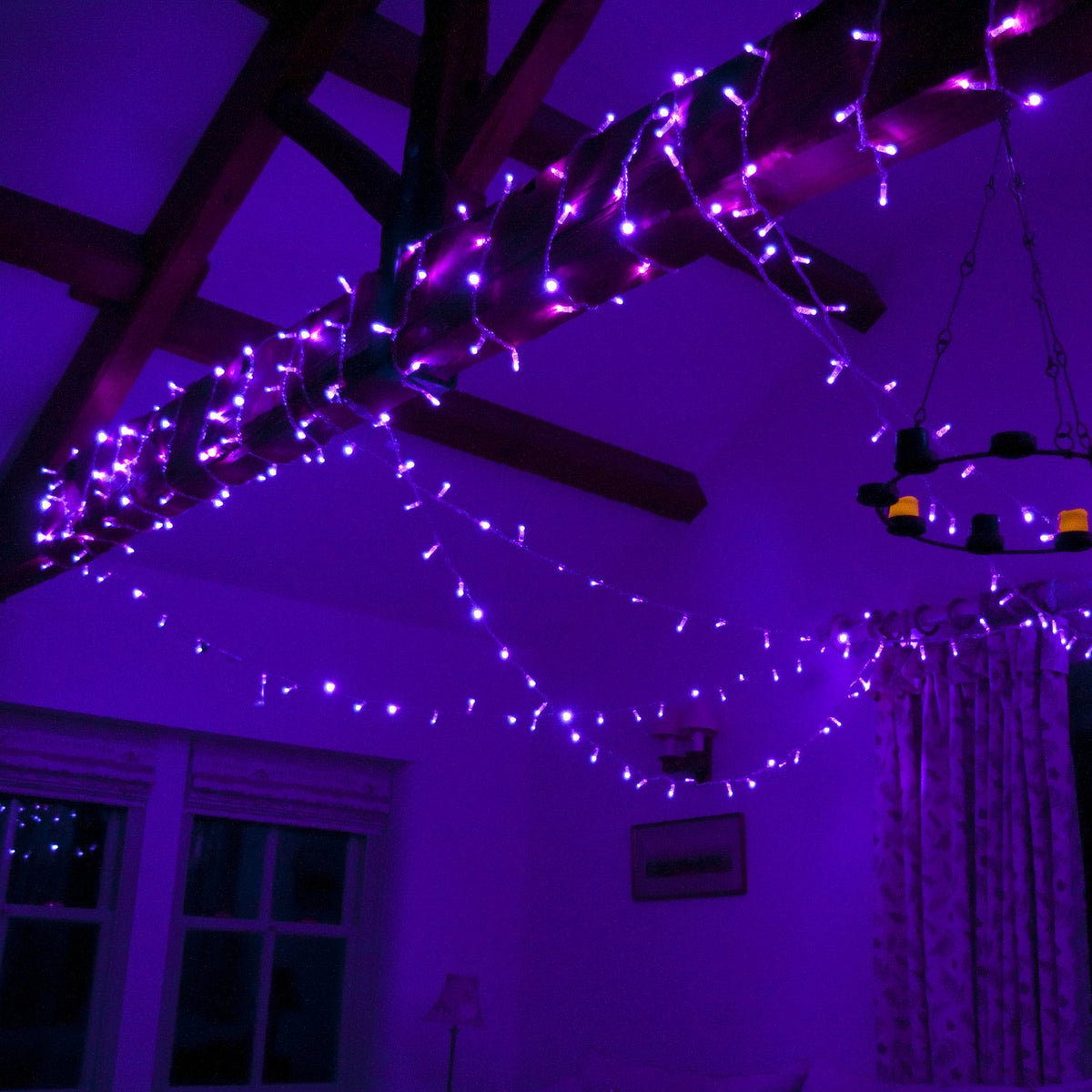 Core Connect 60m 600er LED Lichterkette lila koppelbar transparentes Kabel