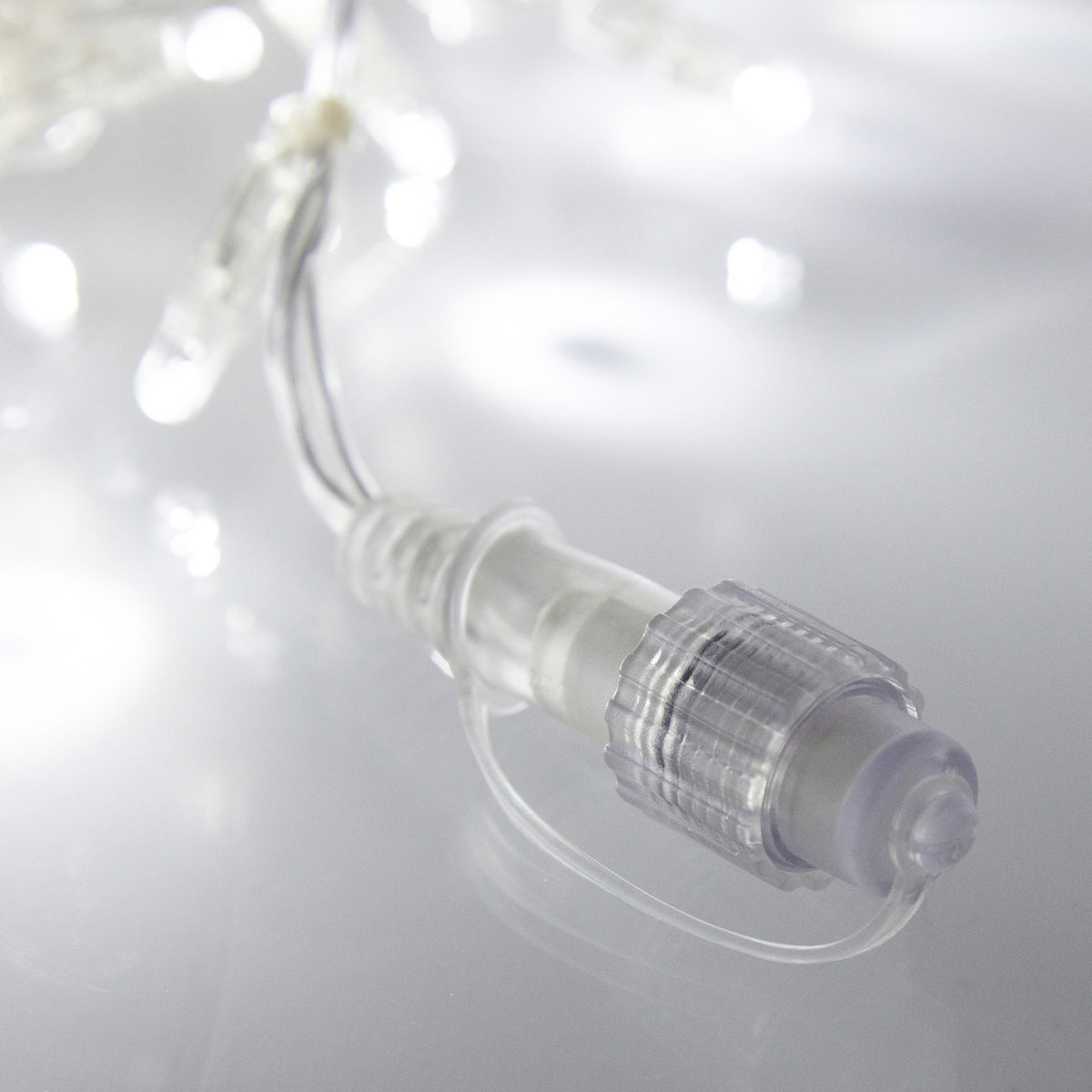 100er LED Lichterkette weiß transparentes Kabel koppelbar 10m