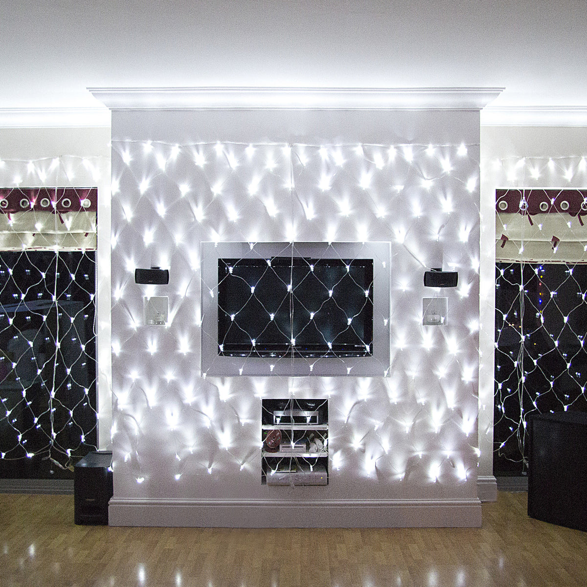 140er LED Lichternetz Weiß Transparentes Kabel Koppelbar 2 x 2m