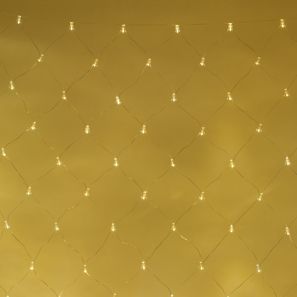 140er LED Lichternetz Warmweiß Transparentes Kabel Koppelbar 2 x 2m
