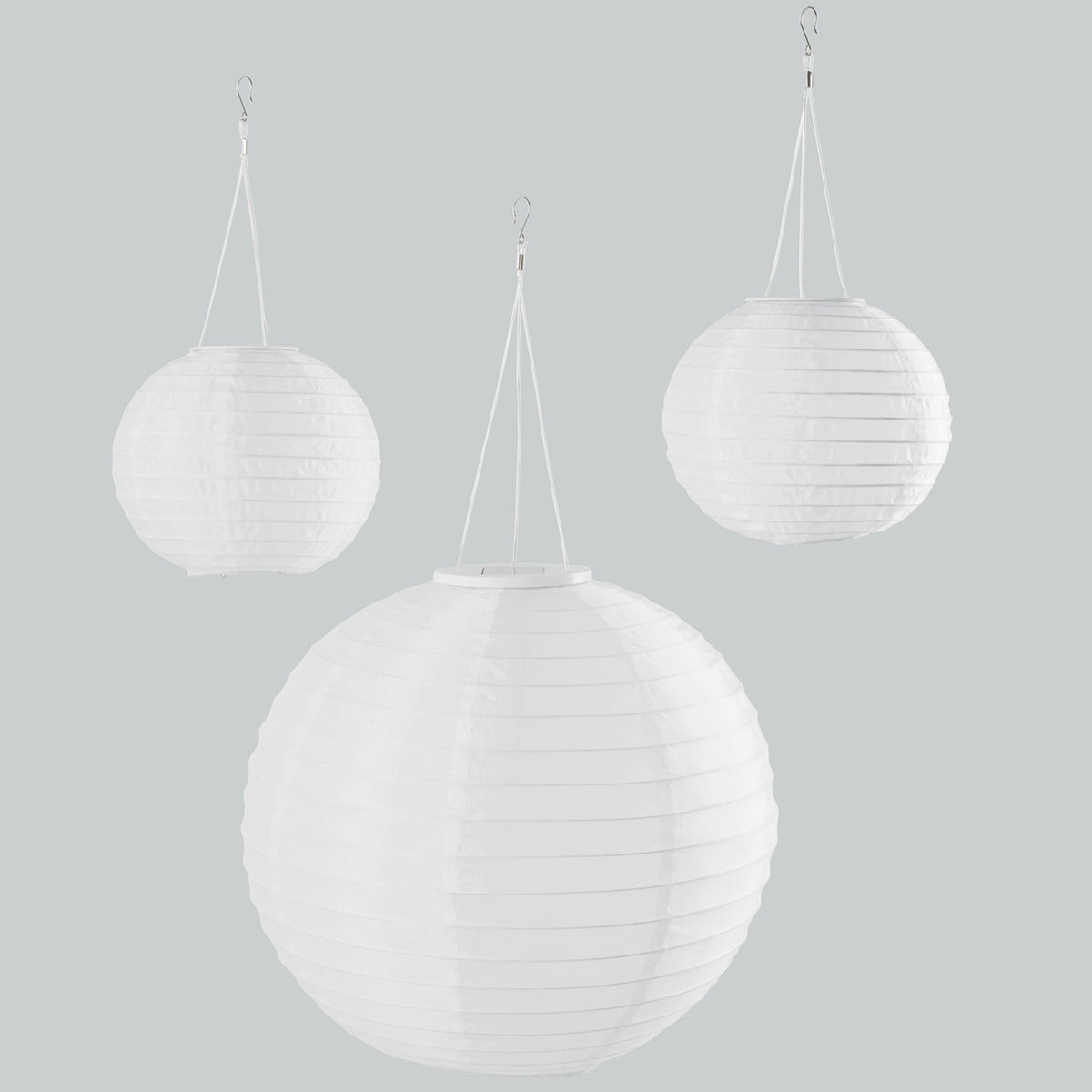 3er Set LED Solar Lampions weiß