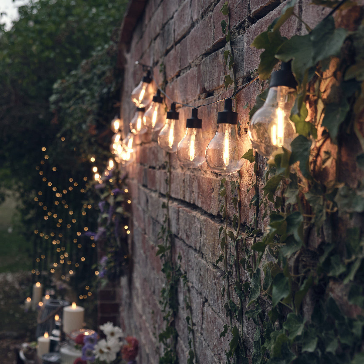 20er LED Solar Party Lichterkette Retro