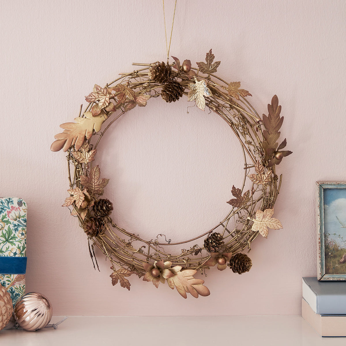 33cm Weihnachtskranz goldene Blätter